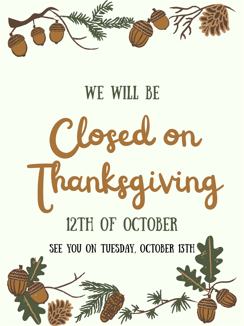 Pine cones and branches with Closed Thanksgiving