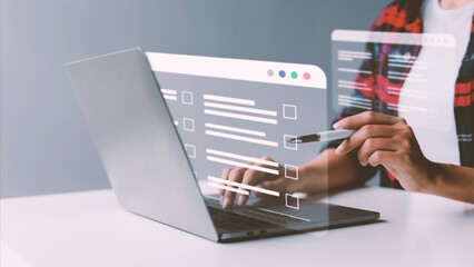 Laptop with a person typing